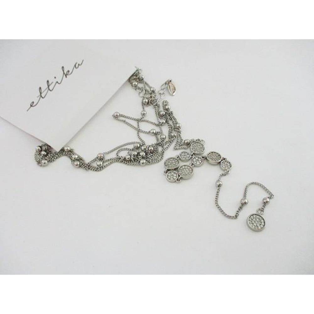 Ettika Multi Layer Silver Necklace with Dangle Charms